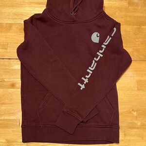 Carhartt Maroon Hoodie with Gray Logo